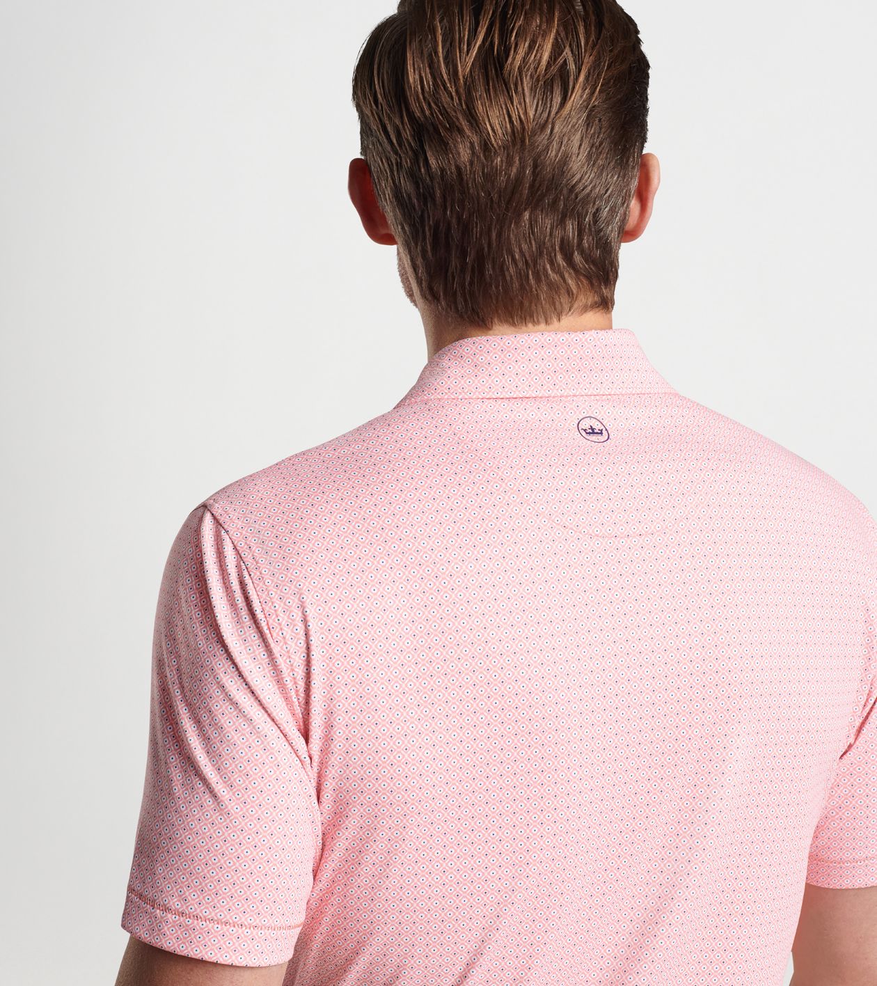 Lloyd Dot Geo Performance Jersey Polo in PEACH BLOOM - Alternate Image 3