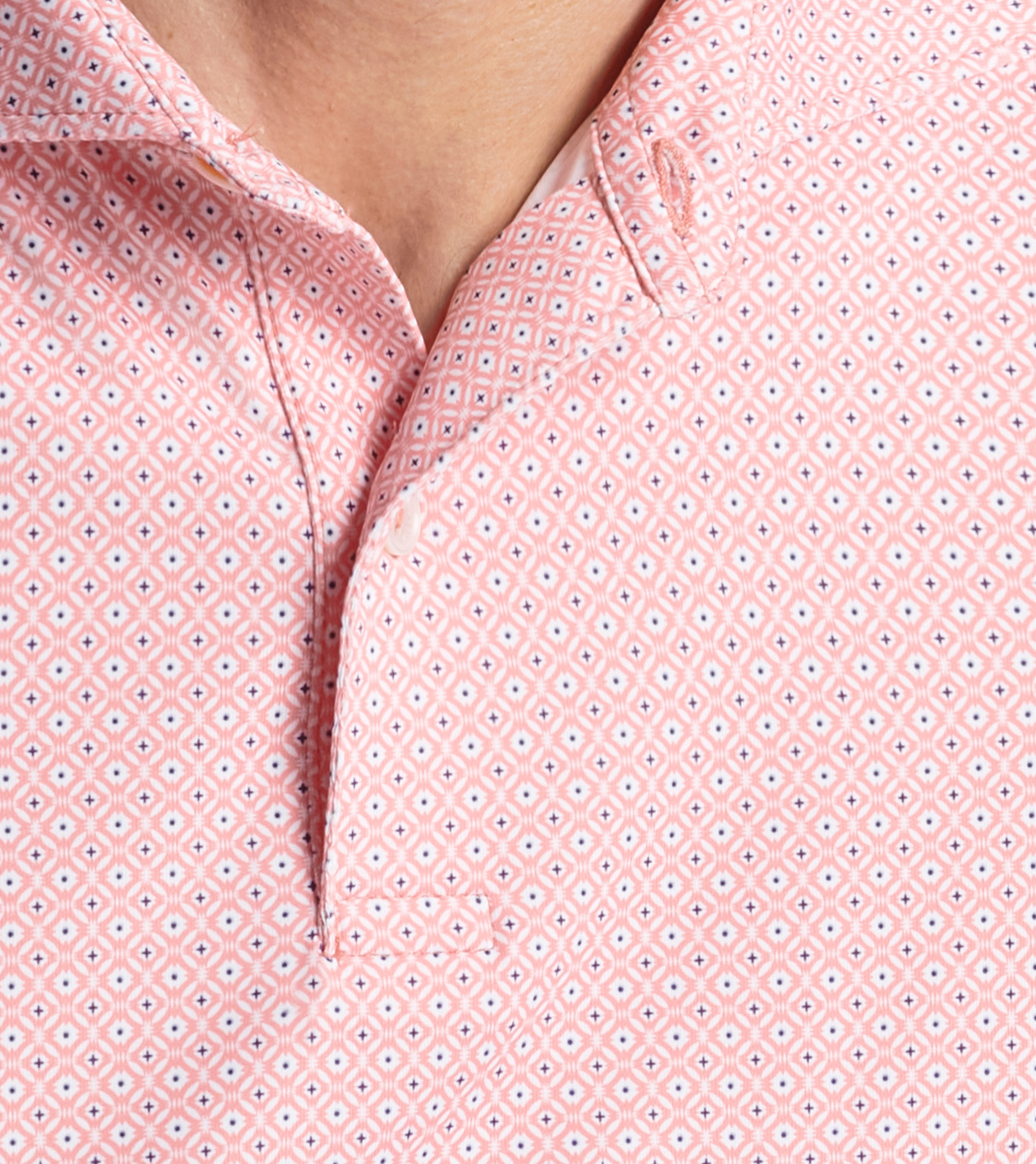 Lloyd Dot Geo Performance Jersey Polo in PEACH BLOOM - Alternate Image 4