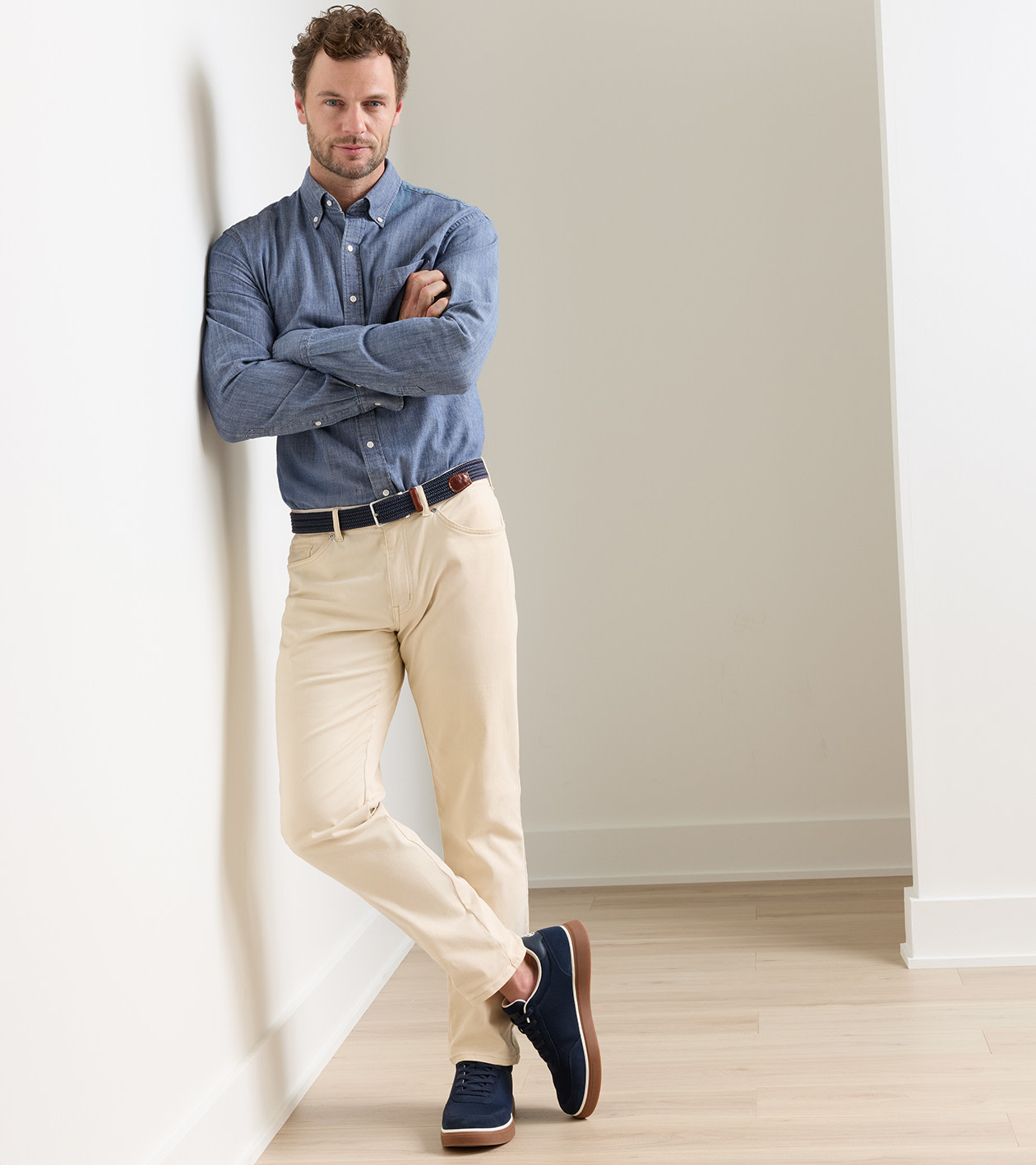 Waxed Braided Belt in Navy - Alternate Image 2