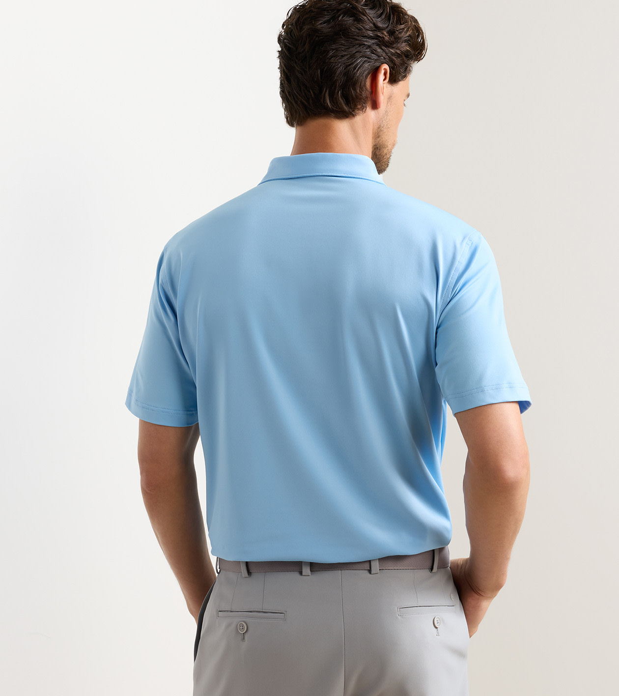 Solid Performance Jersey Polo in Cottage Blue - Alternate Image 2