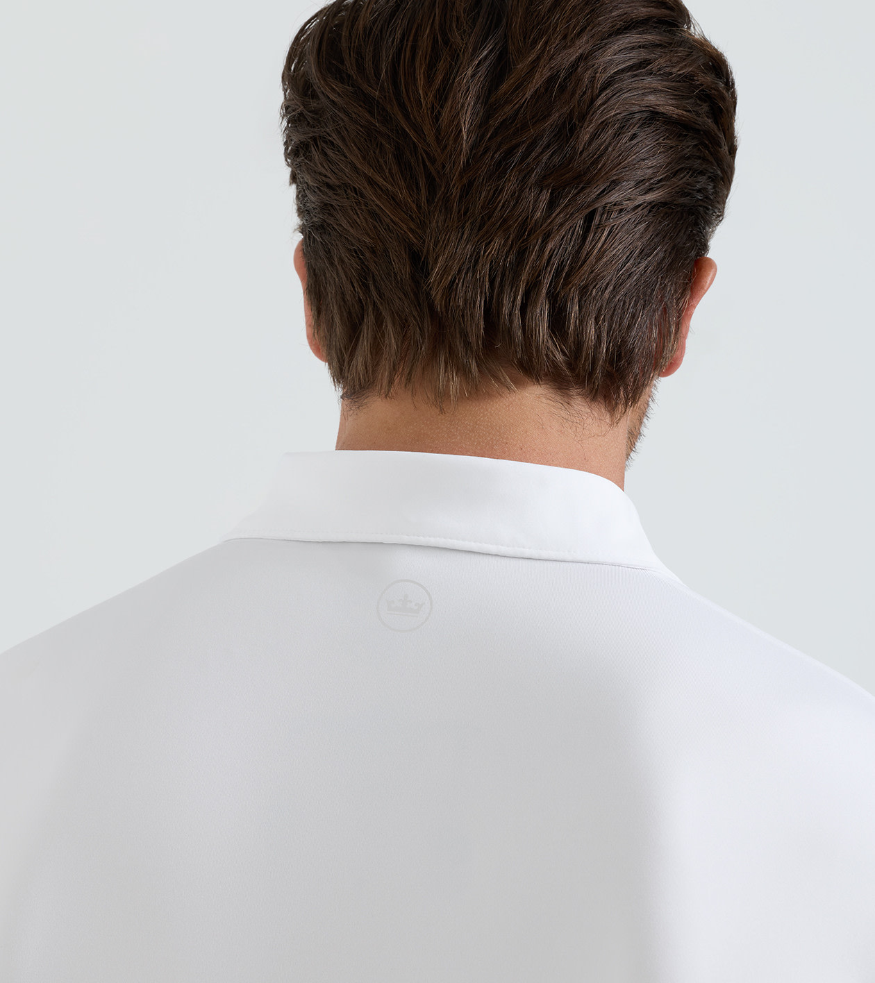 Solid Stretch Jersey Long Sleeve Polo in White - Alternate Image 3