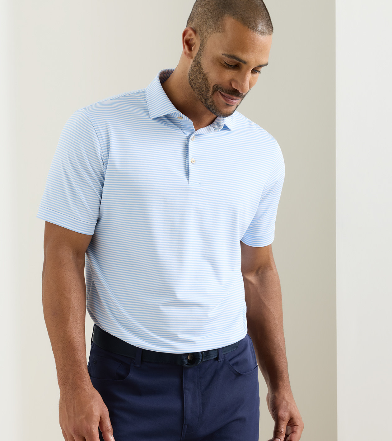 Hales Performance Jersey Polo in Cottage Blue - Alternate Image 1