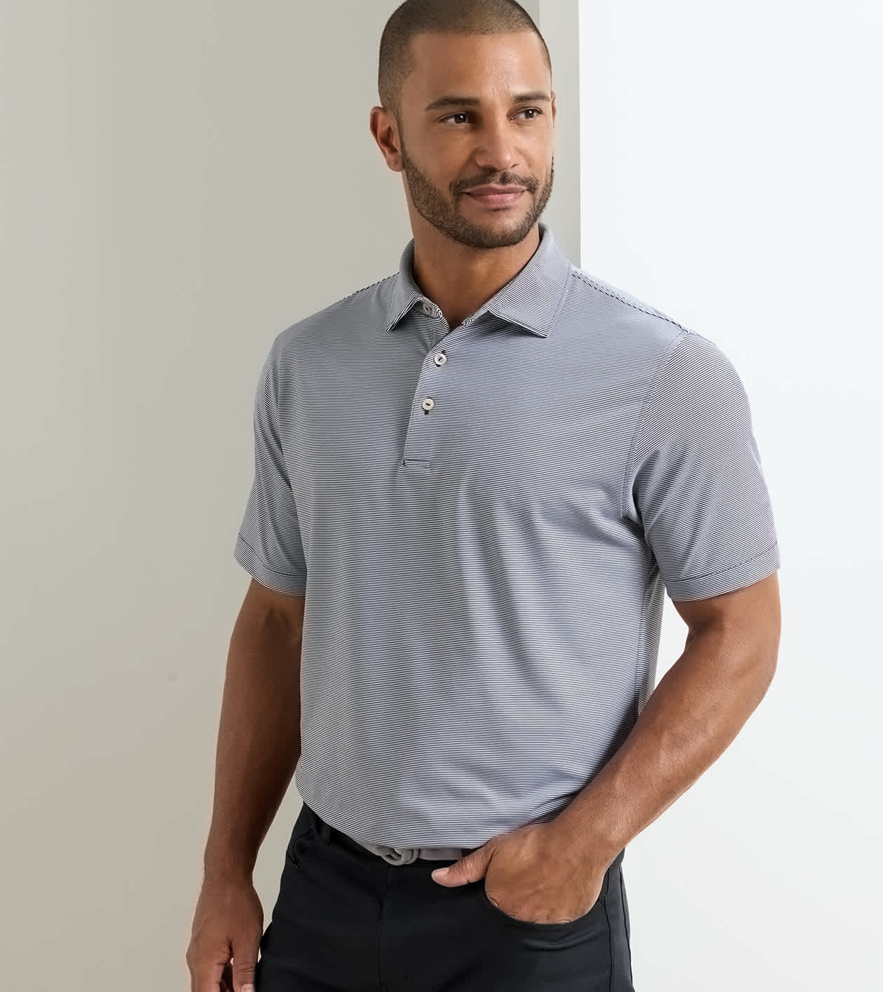 Jubilee Performance Jersey Polo in Black - Alternate Image 1