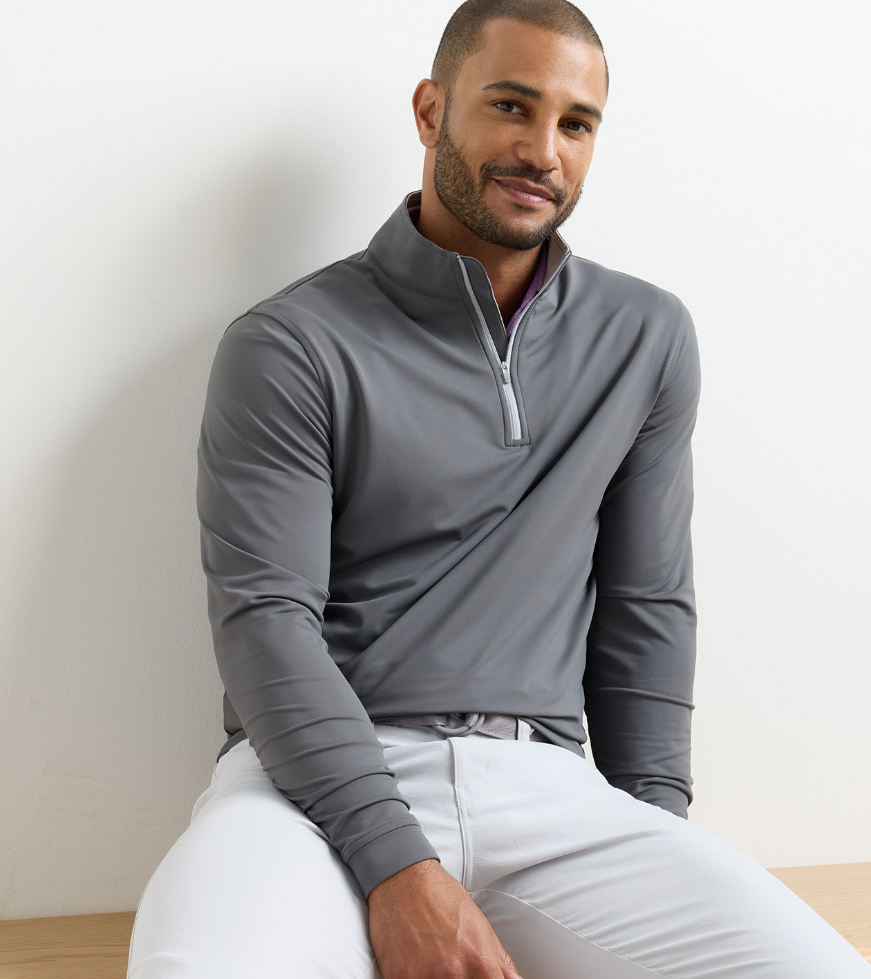 Perth Performance Quarter-Zip in Iron - Alternate Image 1