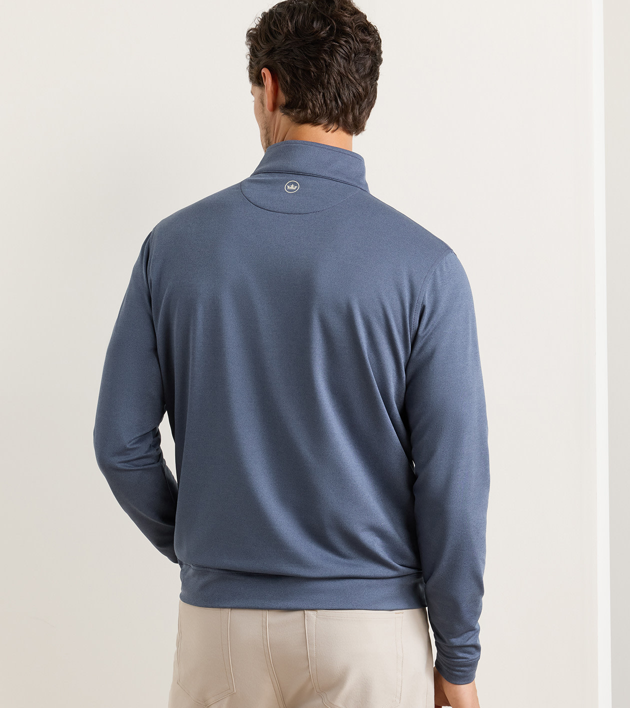 Perth M&eacute;lange Performance Quarter-Zip in Navy - Alternate Image 2