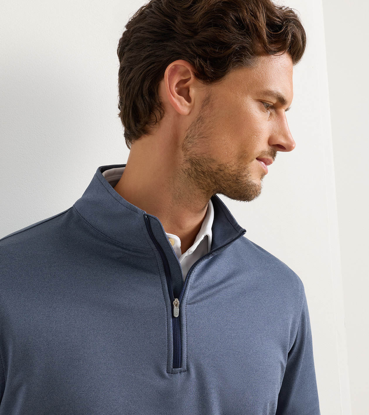 Perth M&eacute;lange Performance Quarter-Zip in Navy - Alternate Image 4