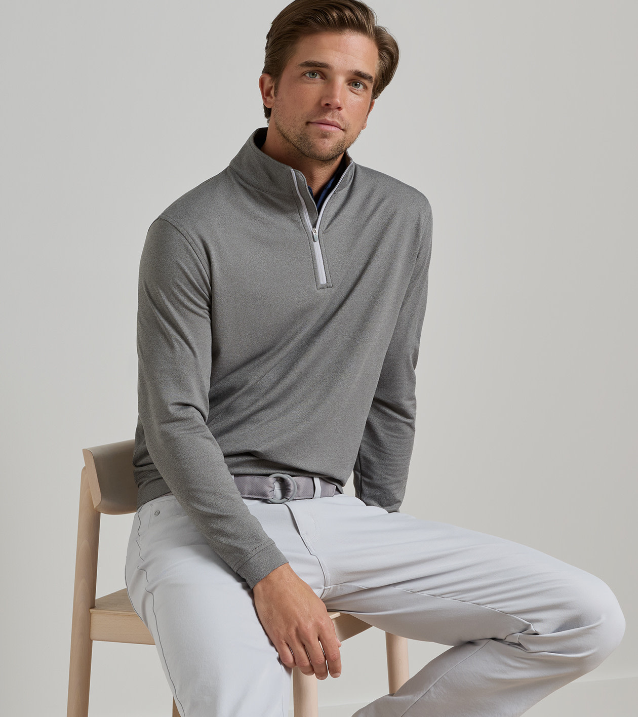 Perth M&eacute;lange Performance Quarter-Zip in Smoke - Alternate Image 1