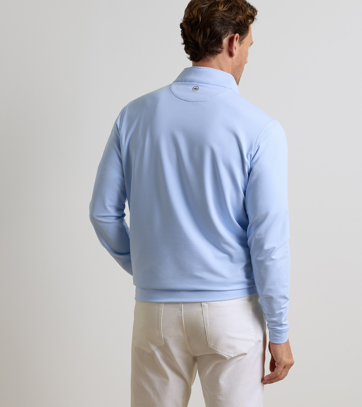 Perth Sugar Stripe Performance Quarter-Zip in Cottage Blue/White - Alternate Image 2