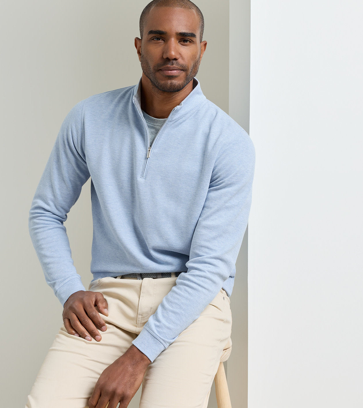 Crown Comfort Quarter-Zip Pullover in Cottage Blue - Alternate Image 1