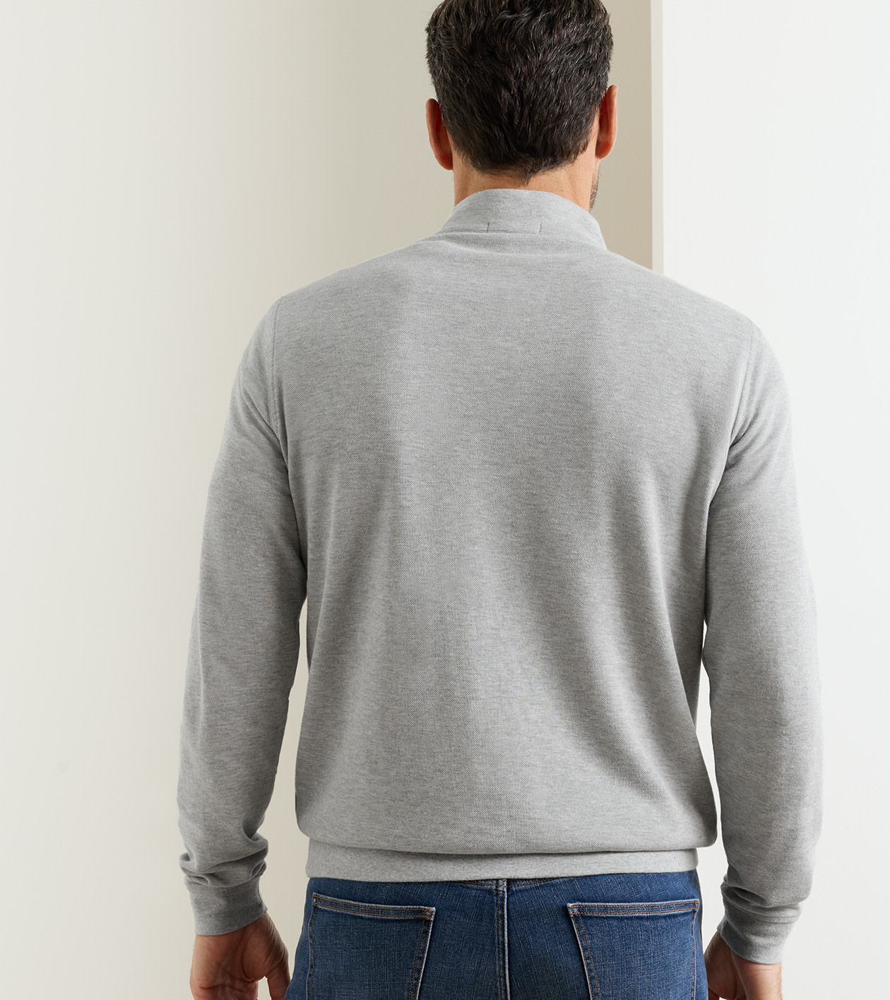 Crown Comfort Quarter-Zip Pullover in Light Grey - Alternate Image 2