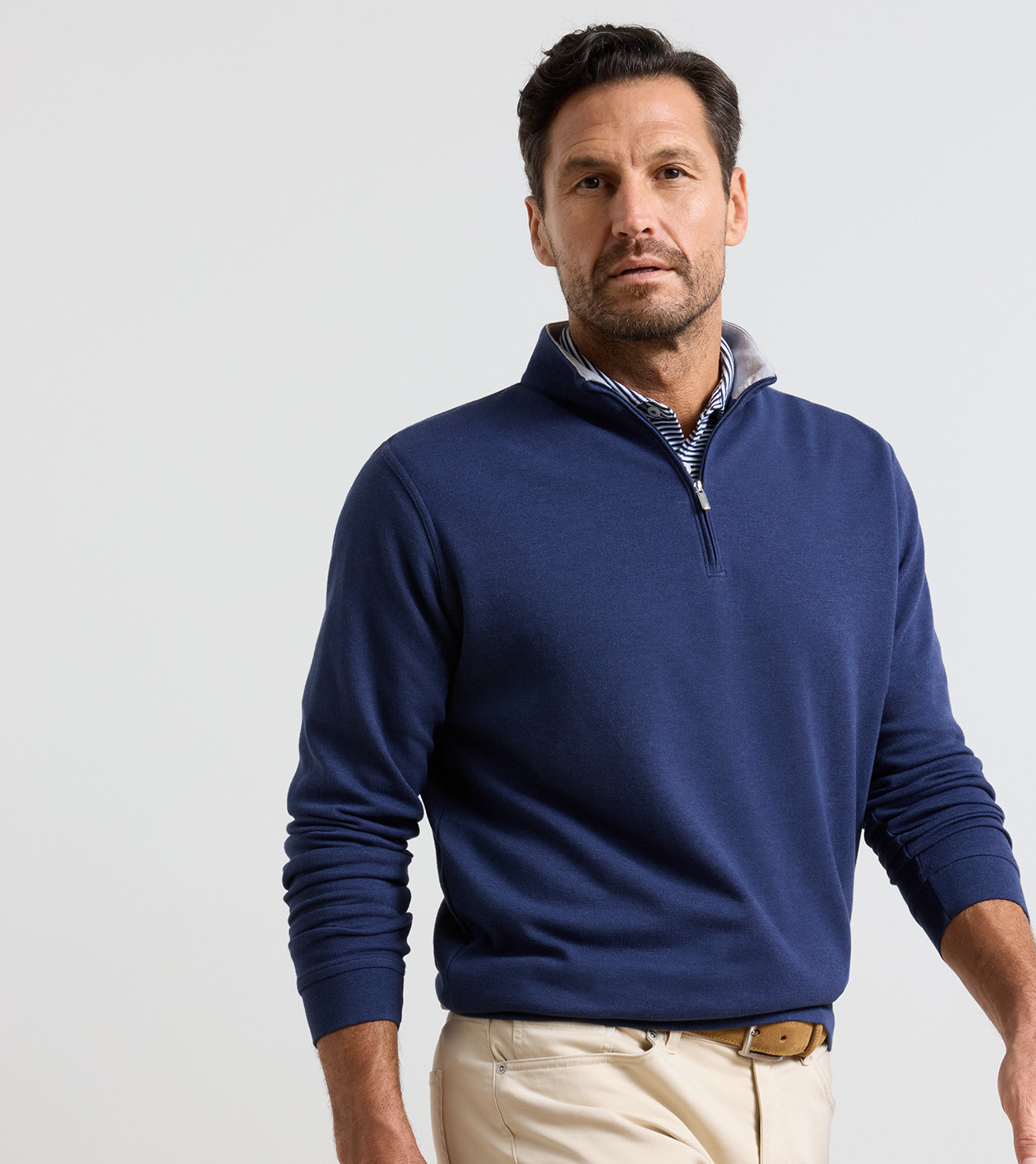 Crown Comfort Quarter-Zip Pullover in Navy - Alternate Image 1