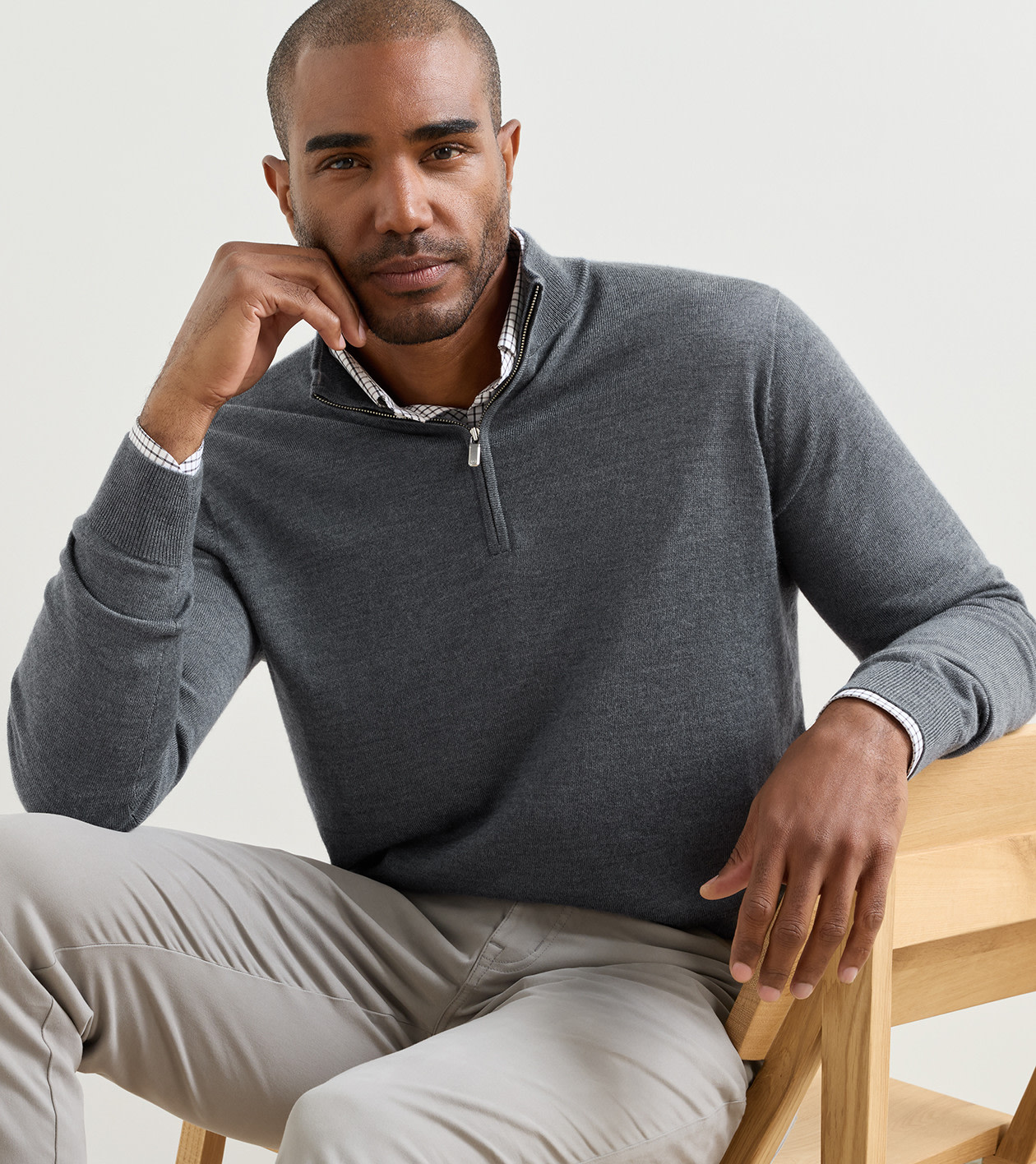 Autumn Crest Quarter-Zip in Charcoal - Alternate Image 1