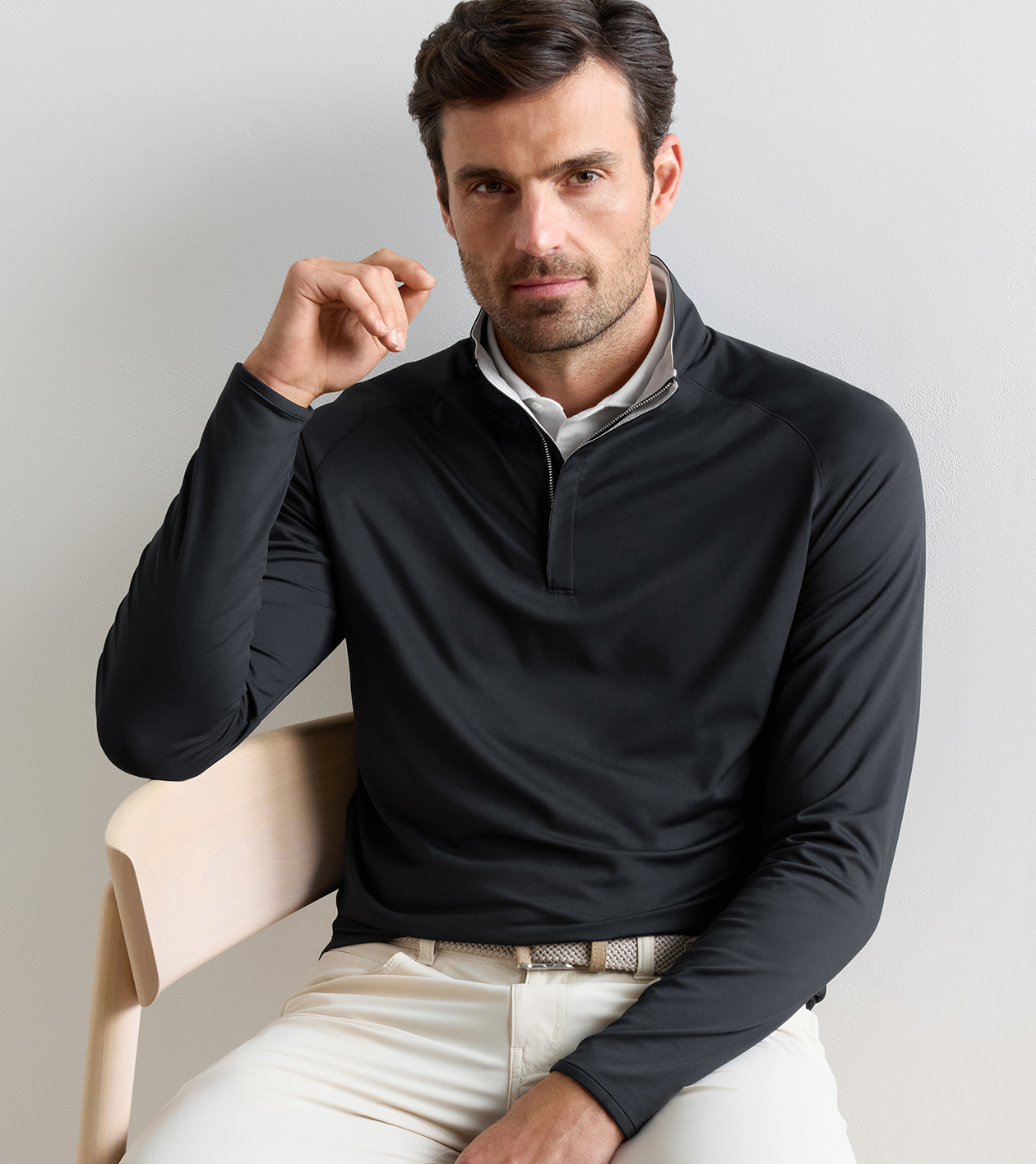 Stealth Performance Quarter-Zip in Black - Alternate Image 1