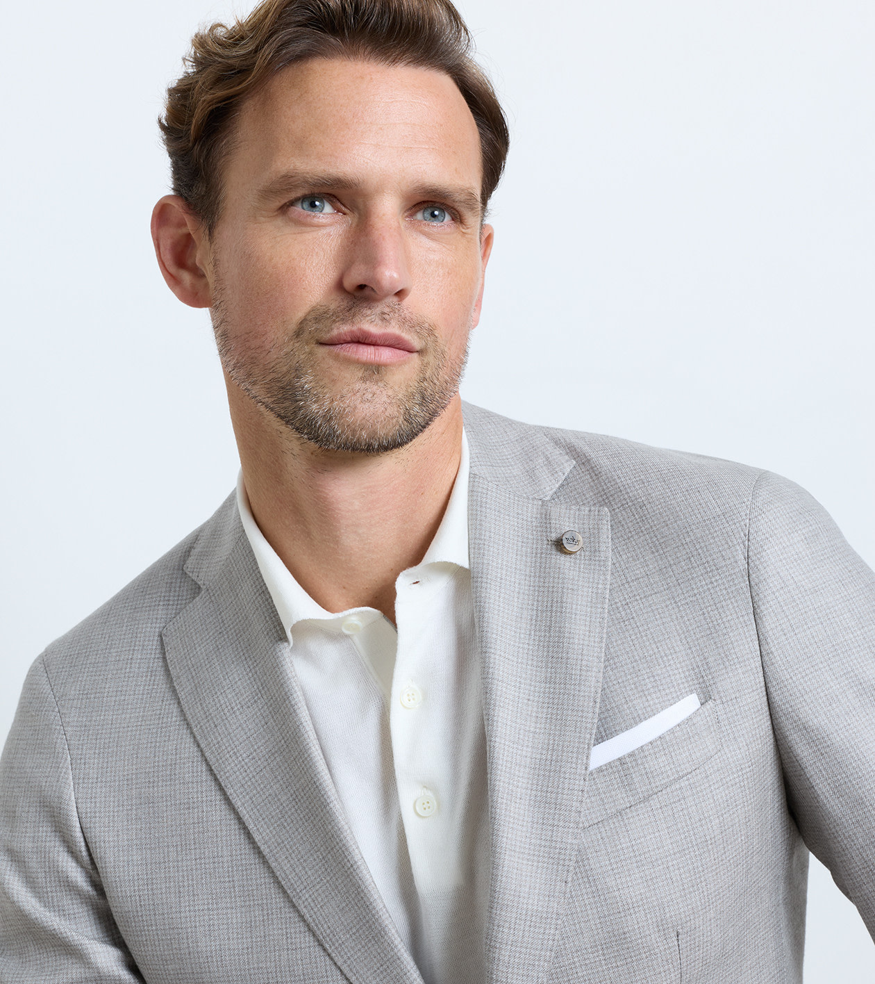 Solid Oxford Pocket Square in White - Alternate Image 1