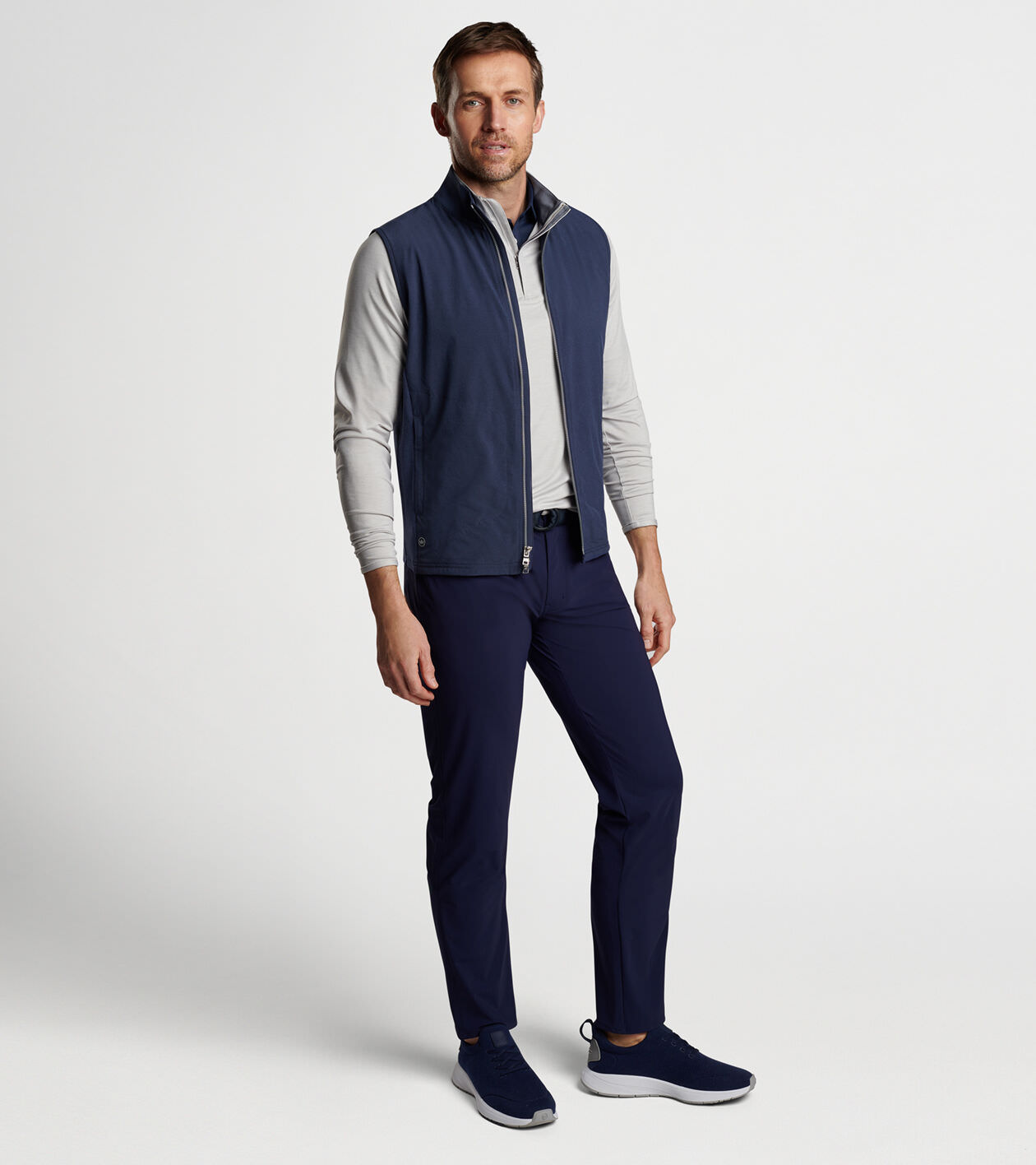 Solstice Performance Hybrid Full-Zip Vest in Navy - Alternate Image 1