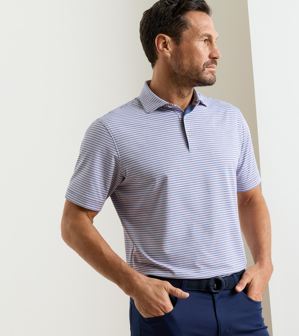 Owens Performance Jersey Polo in Windsor Blue - Alternate Image 1