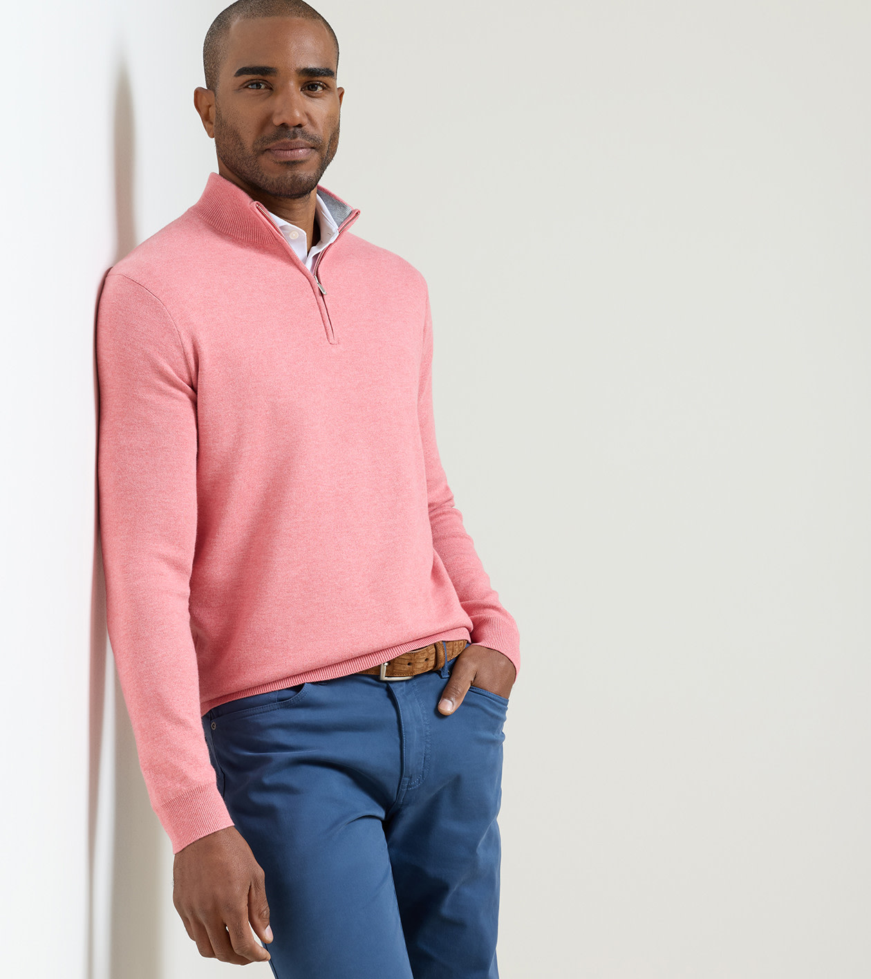 Coolspun Lite Cotton Quarter-Zip Jumper - Alternate Image 1