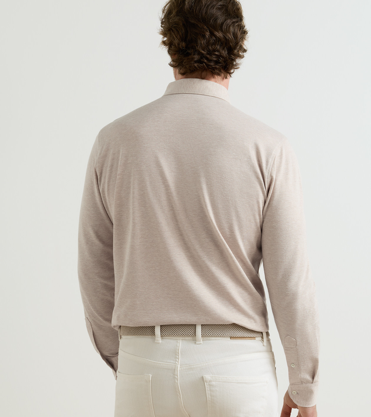 Landon Long-Sleeve Polo in TRUFFLE - Alternate Image 2