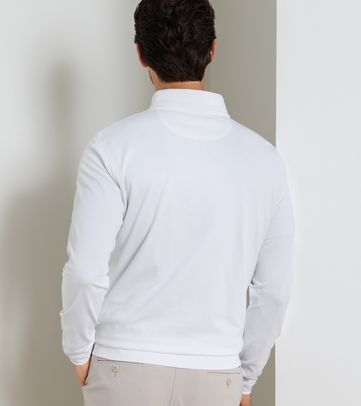 Albatross Cotton-Blend Piqu&eacute; Quarter-Zip in White - Alternate Image 2