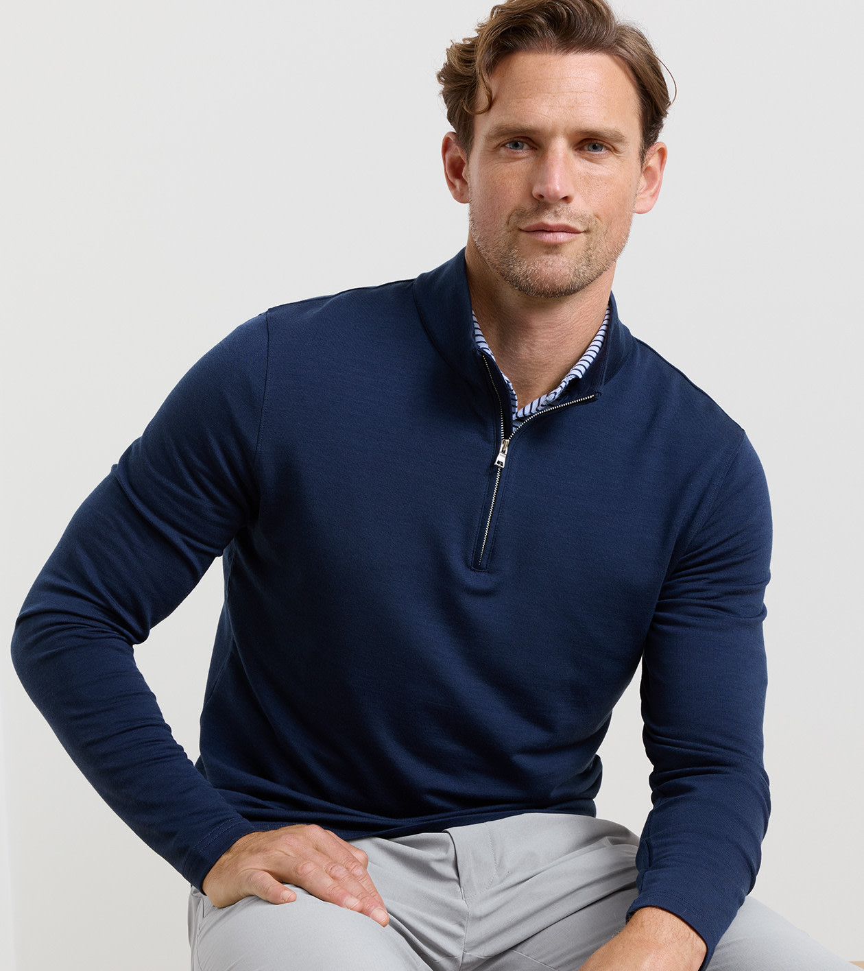 Excursionist Flex Knit Quarter-Zip in Navy - Alternate Image 1
