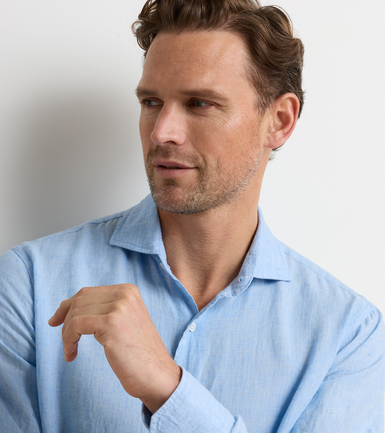Astino Lino Sport Shirt in Blue Frost - Alternate Image 3