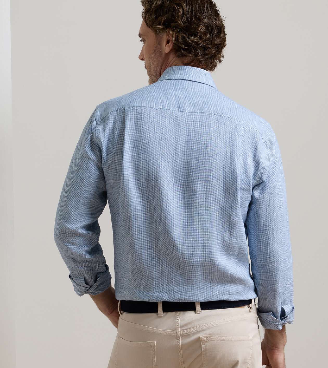 Astino Lino Check Shirt in STORM - Alternate Image 2