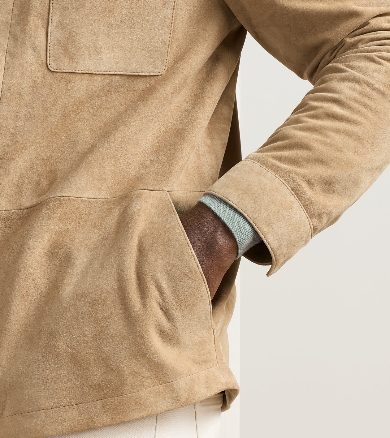 Featherweight Suede Shirt Jacket in Sand - Alternate Image 3