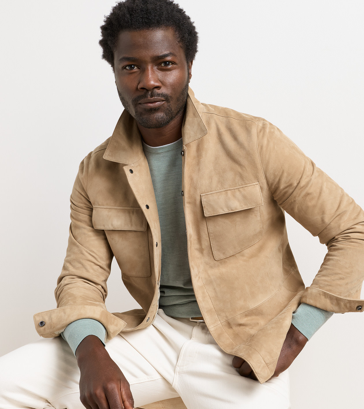 Featherweight Suede Shirt Jacket in Sand - Alternate Image 4