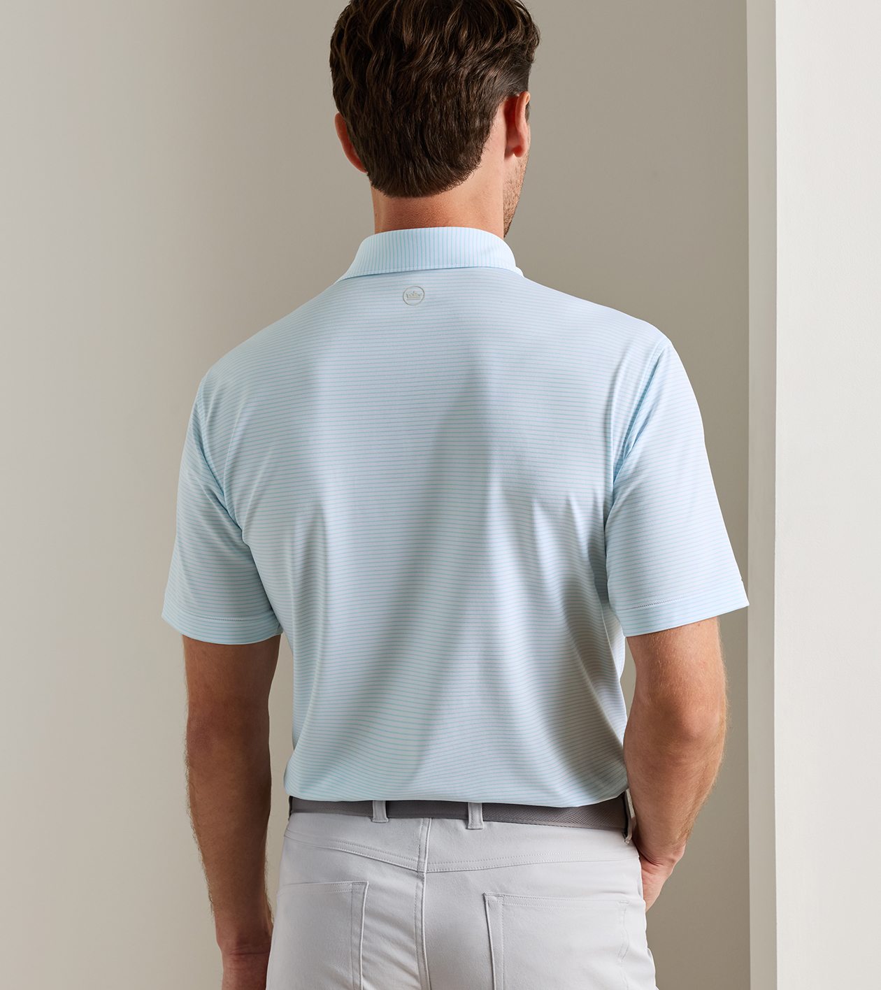 Wade Performance Jersey Polo in WHITE / ROBIN BLUE - Alternate Image 2