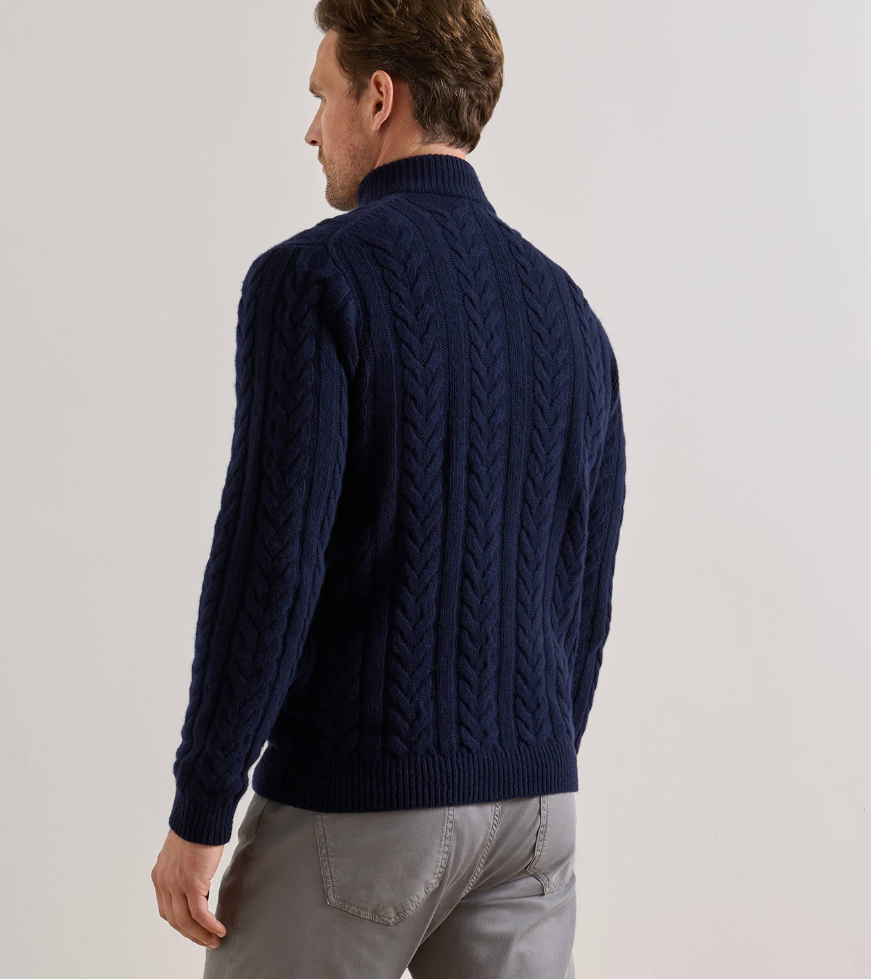 Carden Cable Quarter Zip Sweater in Navy - Alternate Image 2