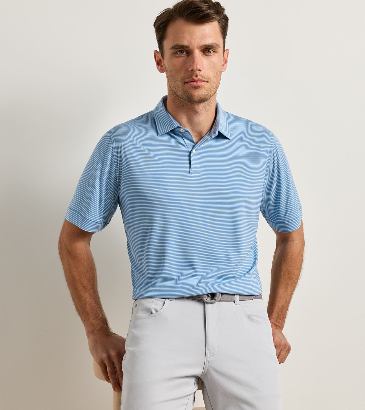 Featherweight Park Stripe Performance Polo in HYPER BLUE - Alternate Image 1