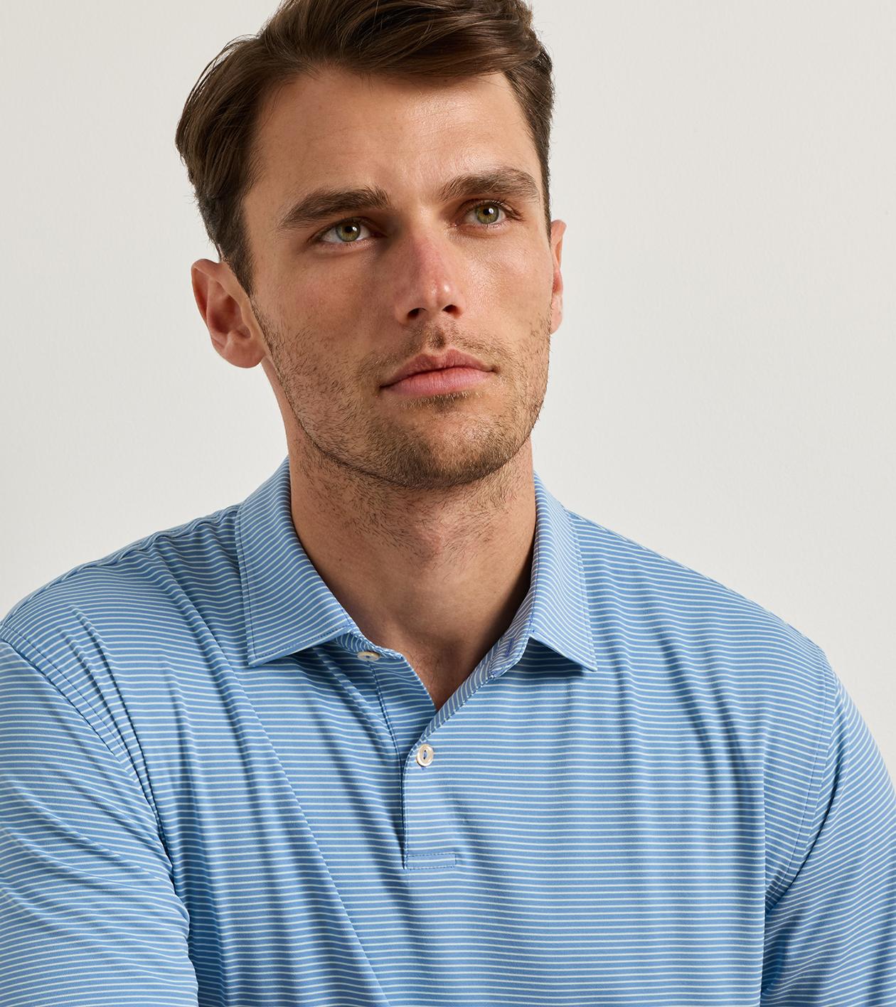 Featherweight Park Stripe Performance Polo in HYPER BLUE - Alternate Image 3