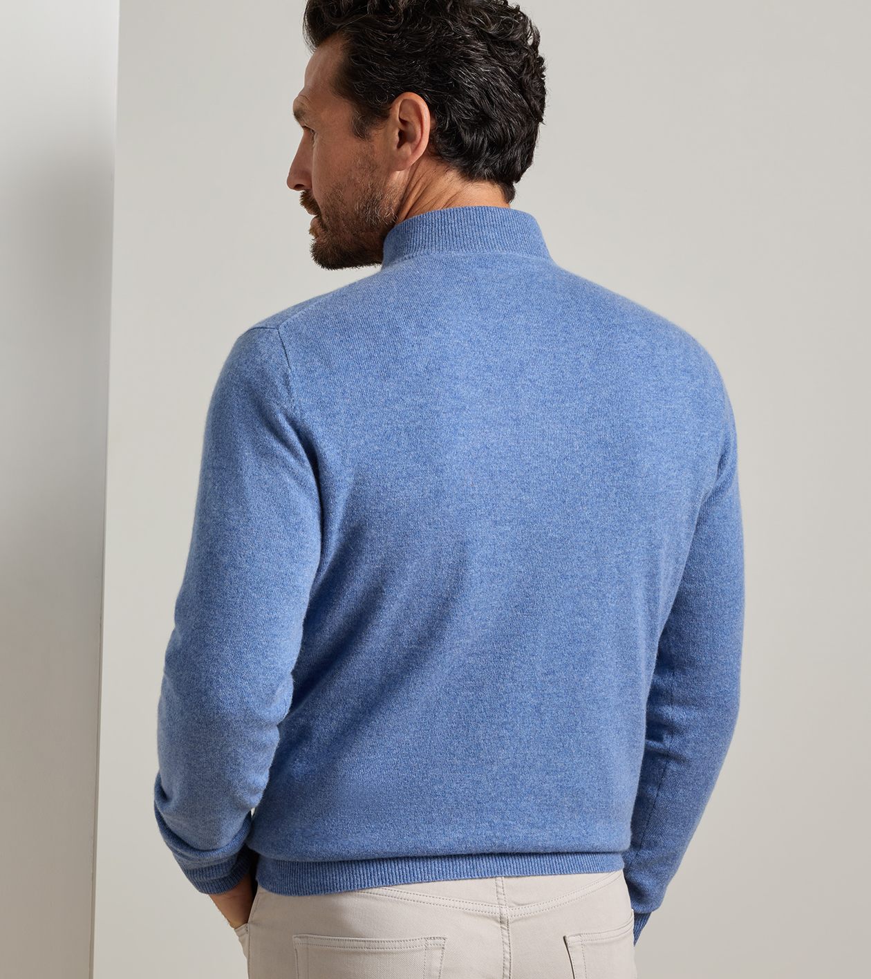 25th Anniversary Cashmere Quarter-Zip Jumper in Astral Blue - Alternate Image 2