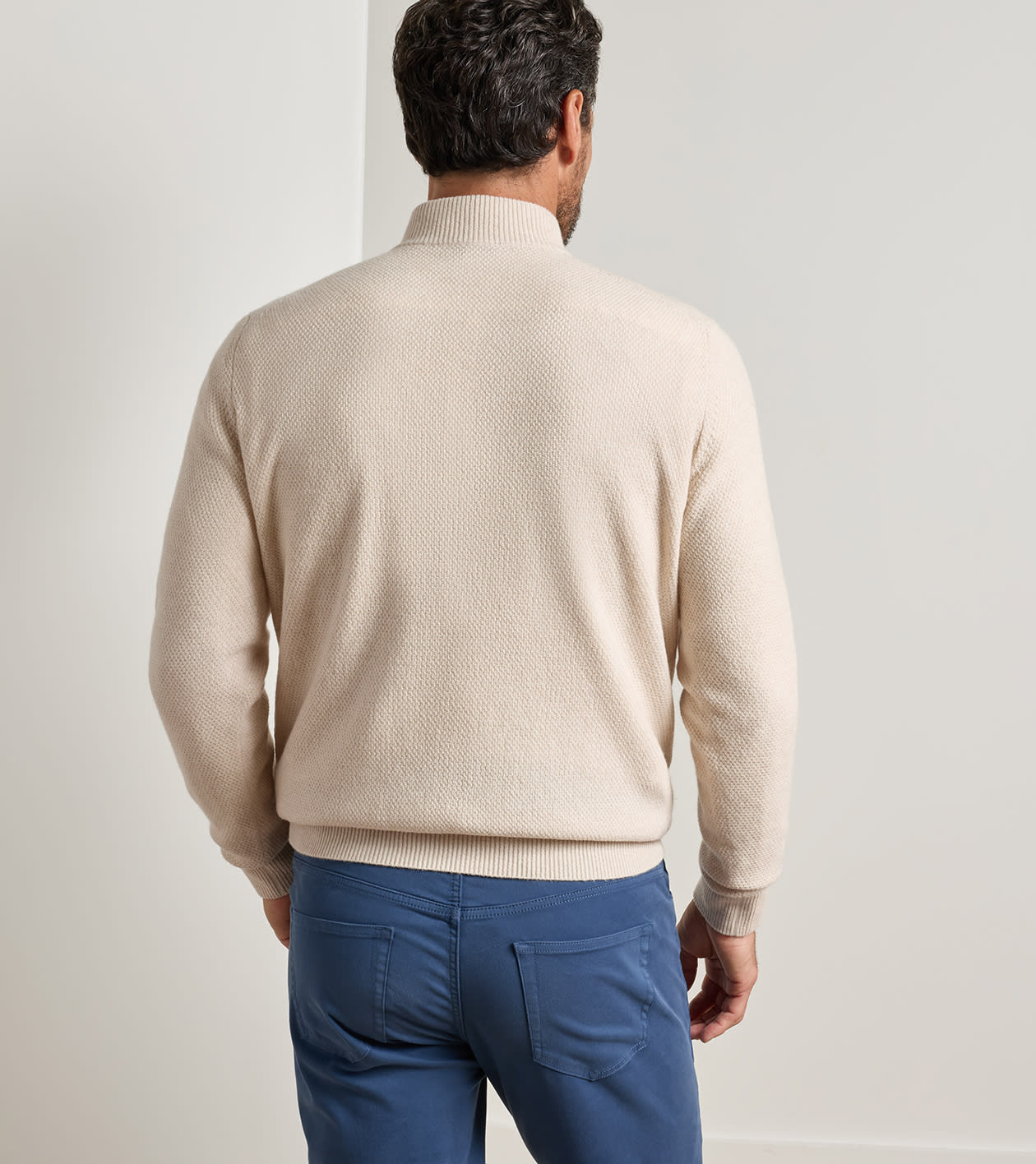 Crescent Texture Quarter Zip Sweater in Sandstone - Alternate Image 2