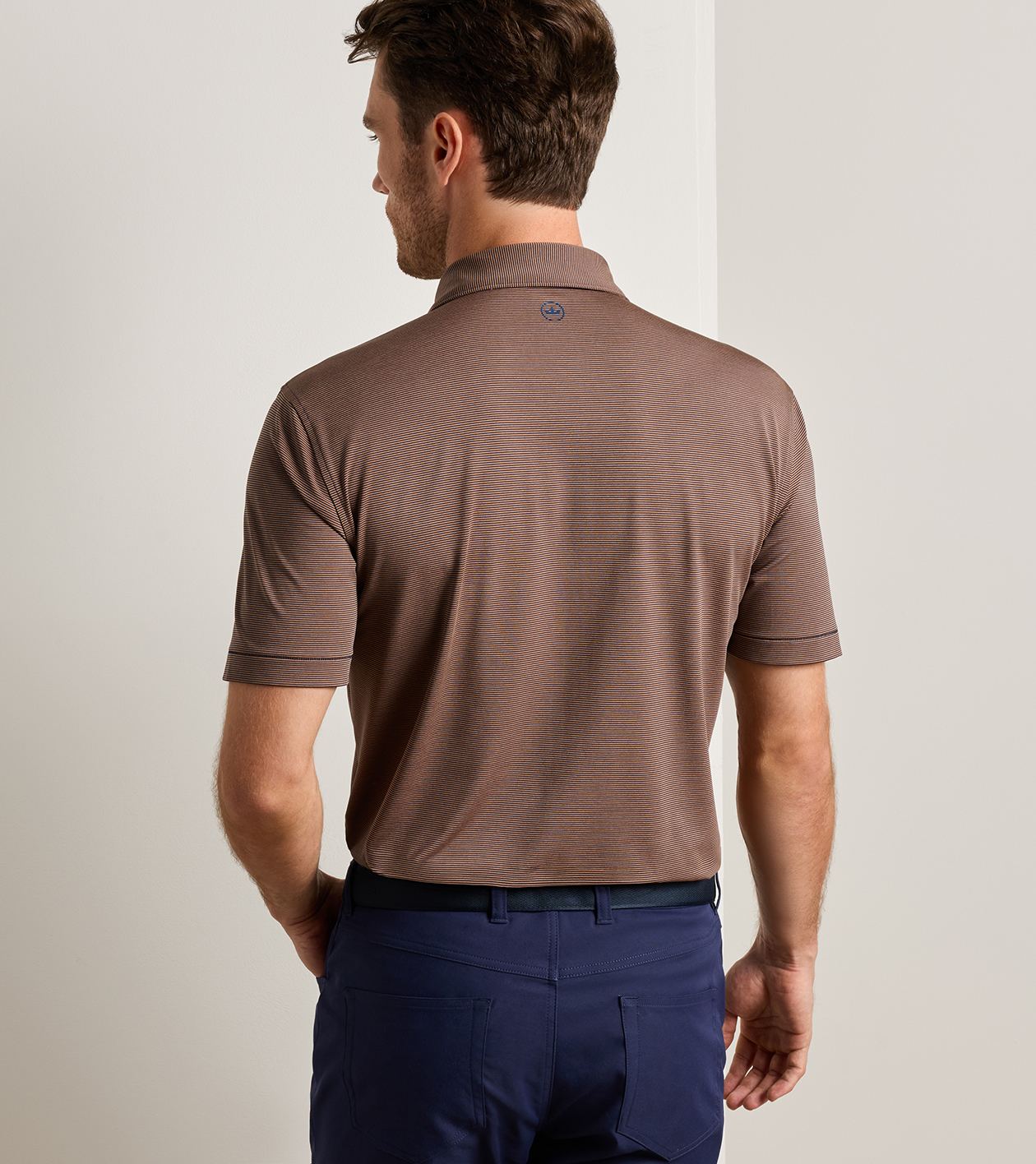 Jubilee Performance Jersey Polo in NAVY / DARK AMBER - Alternate Image 2