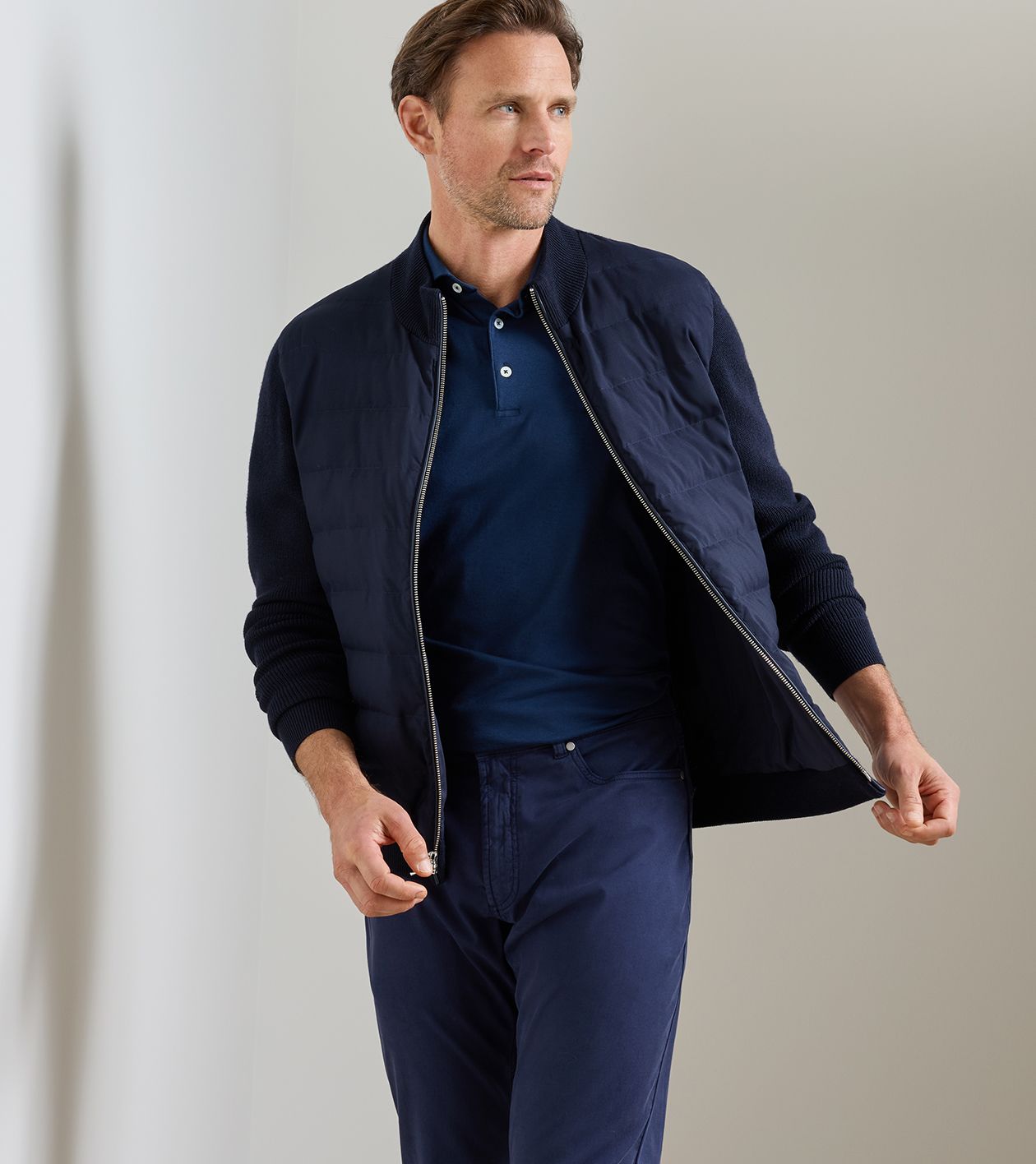 Roundhill Full-Zip Sweater in Navy - Alternate Image 1