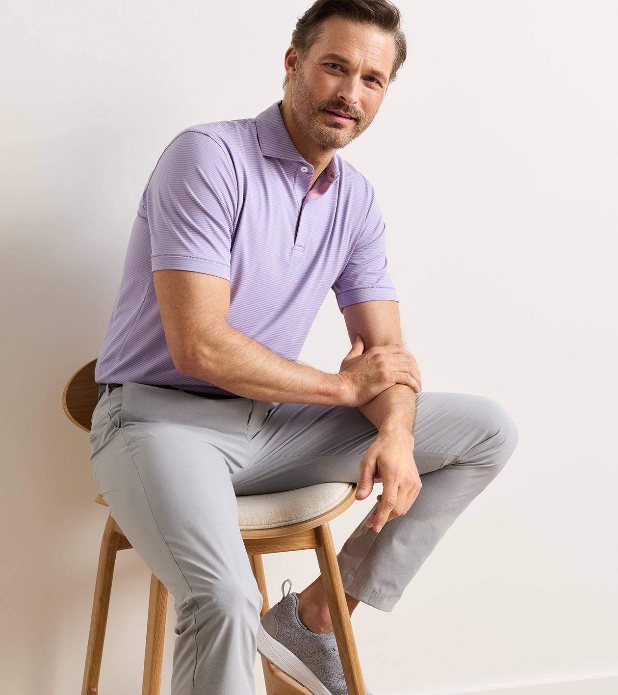 Cadenza Performance Jersey Polo in WINDY BLUE / SOFT ORCHID - Alternate Image 1