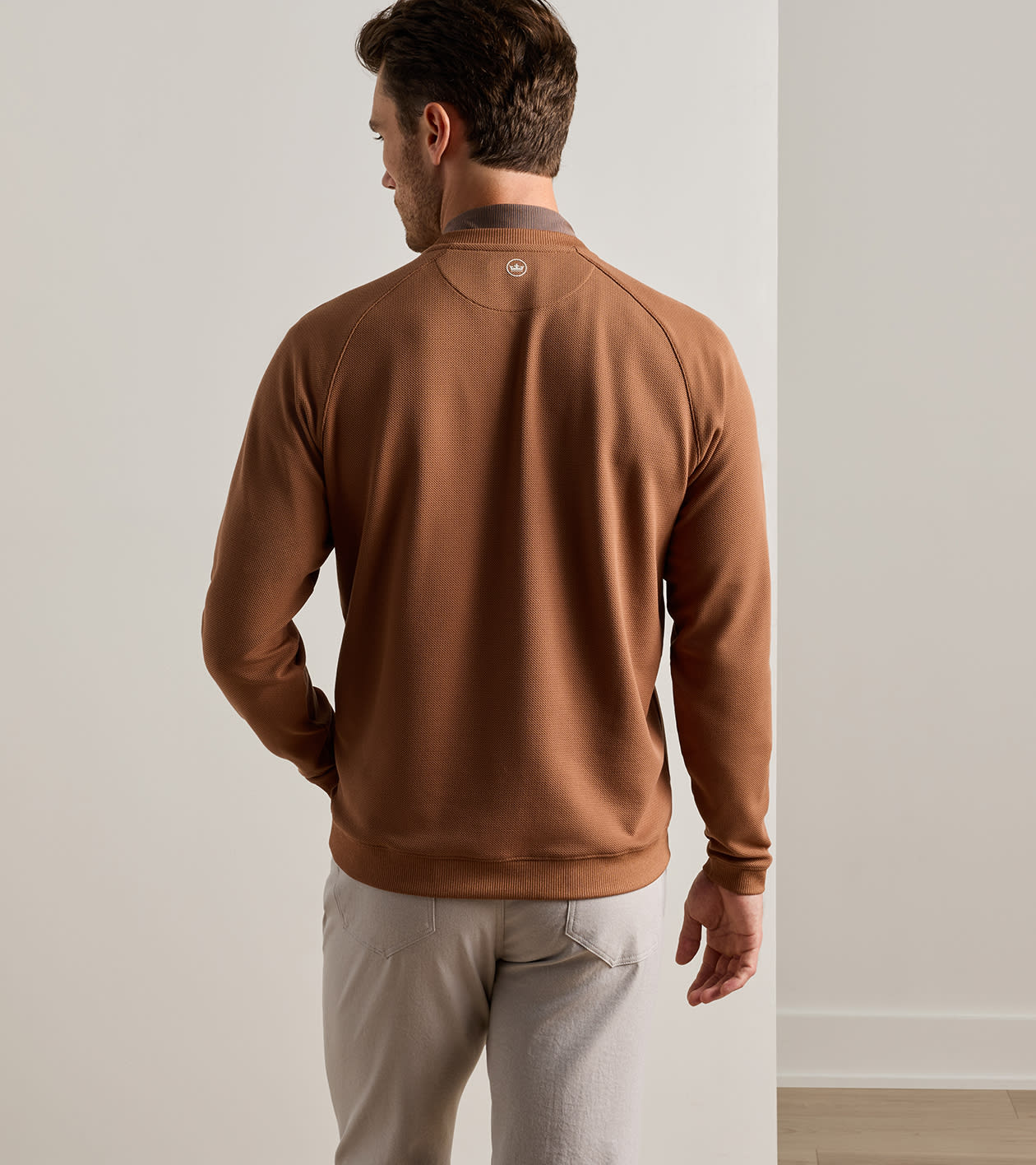 Cradle Piqu&eacute; Performance Crewneck in Dark Amber - Alternate Image 2