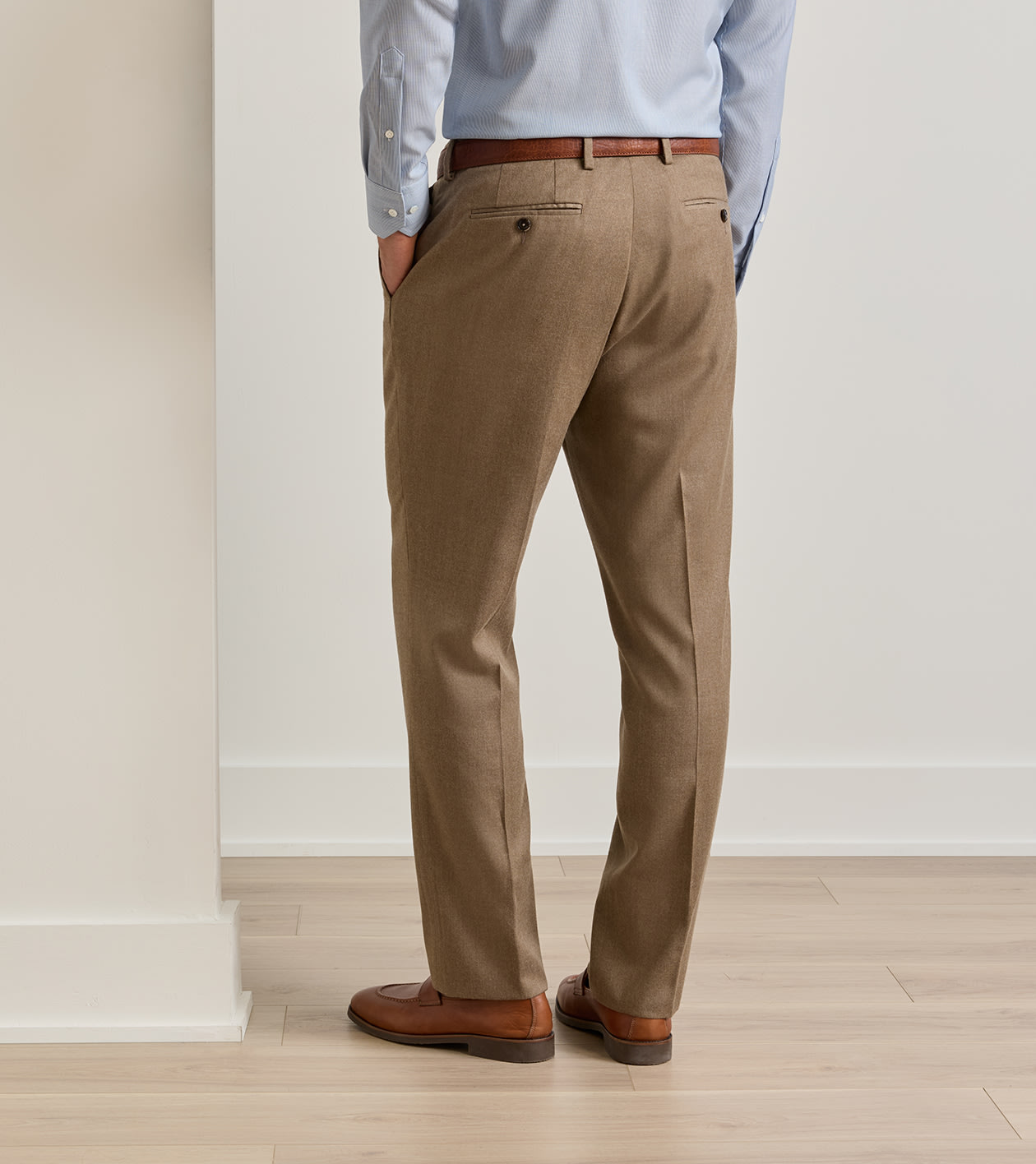 Byron Cashmere-Merino Flat Front Trouser in Barley - Alternate Image 2