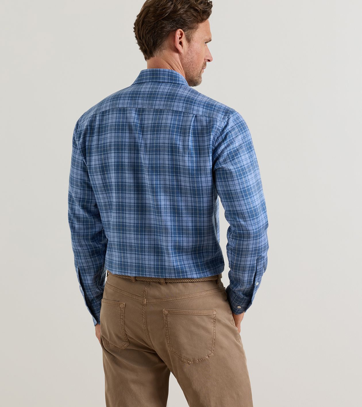 Gressan Italian Flannel Sport Shirt in WINDY BLUE - Alternate Image 2