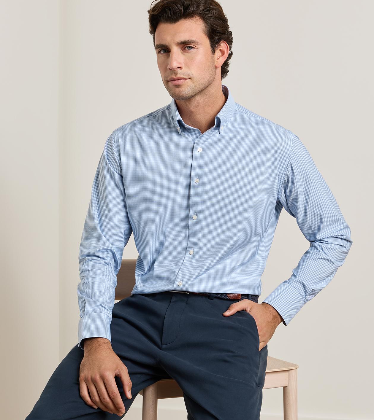 Leo Performance Twill Sport Shirt in BLUE FREESIA - Alternate Image 1