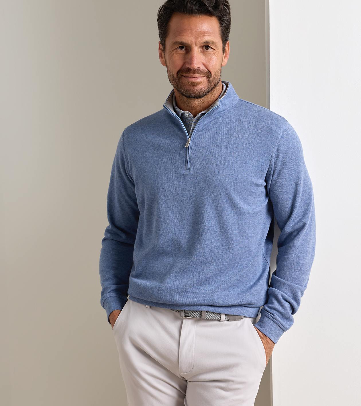 Crown Comfort Quarter-Zip Pullover in SUMMER RAIN - Alternate Image 1