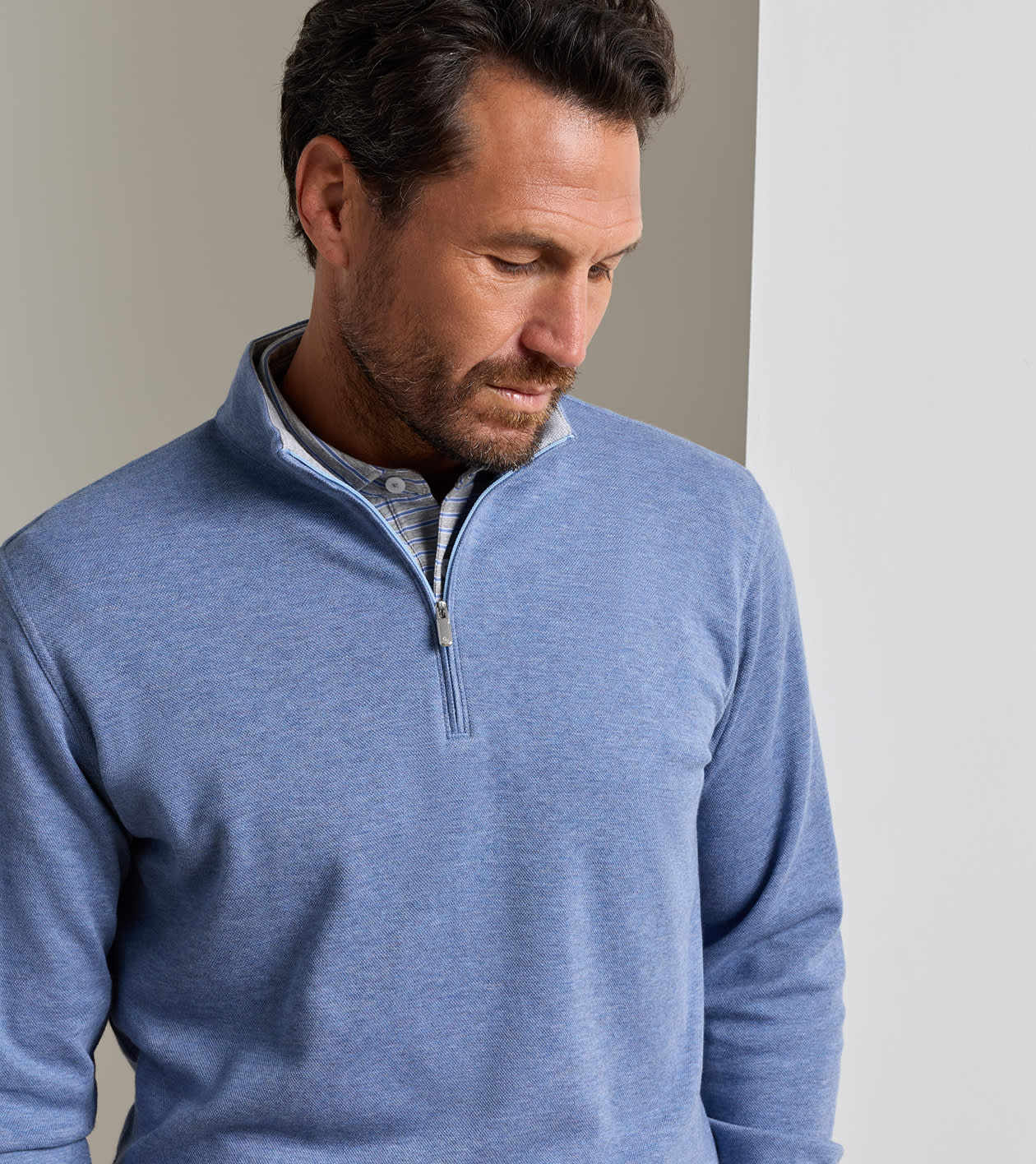 Crown Comfort Quarter-Zip Pullover in SUMMER RAIN - Alternate Image 3