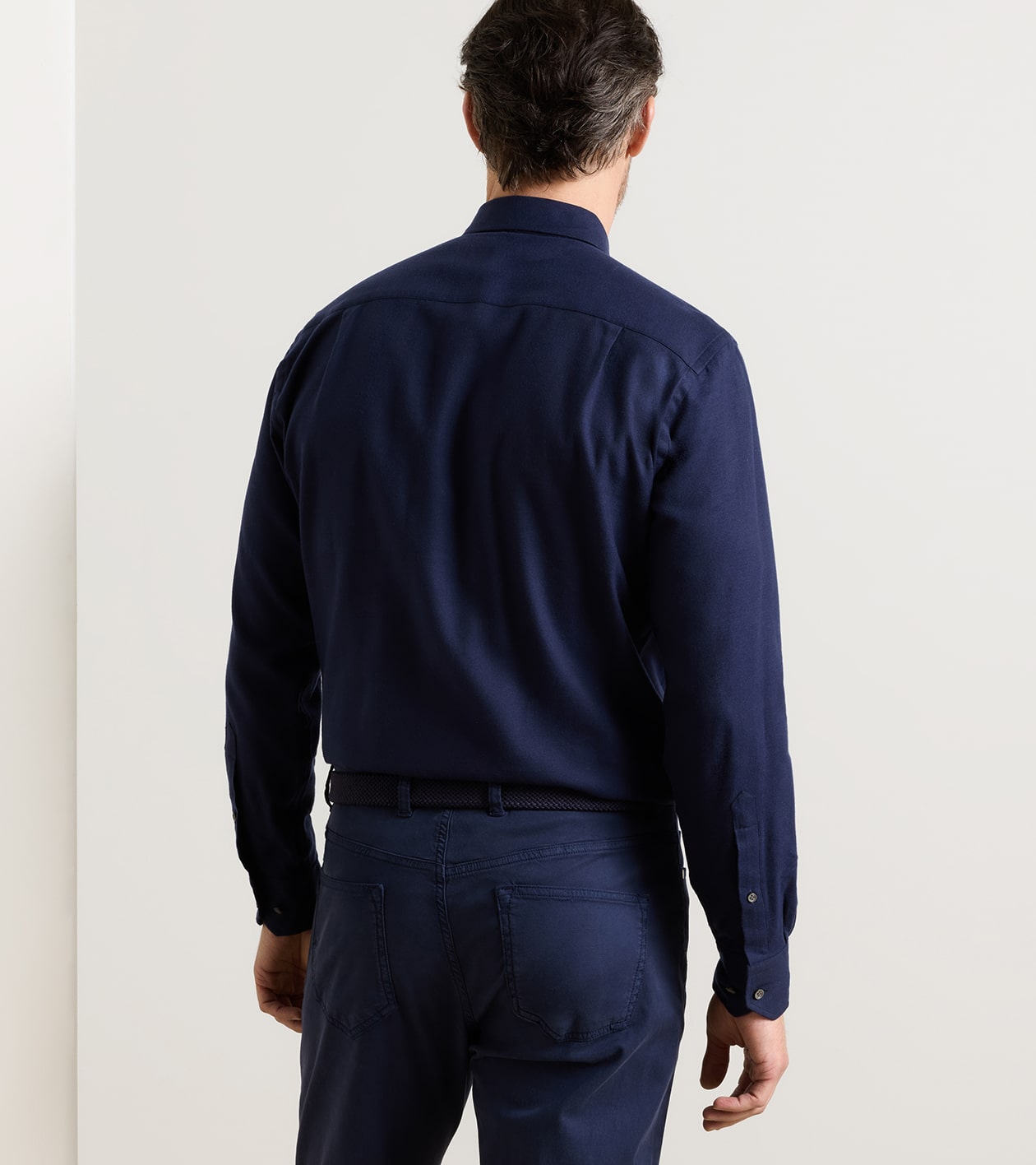Bolzano Italian Flannel Sport Shirt in Navy - Alternate Image 2