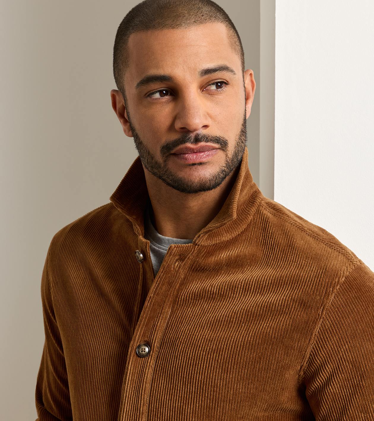 Corduroy Knit Chore Coat in Dark Amber - Alternate Image 3