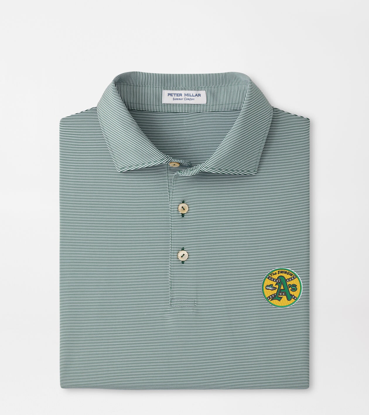 ★値下げしました★ Peter Millar ポロシャツ XL Cooperstown Athletics Jubilee Stripe Performance Polo | Men's MLB