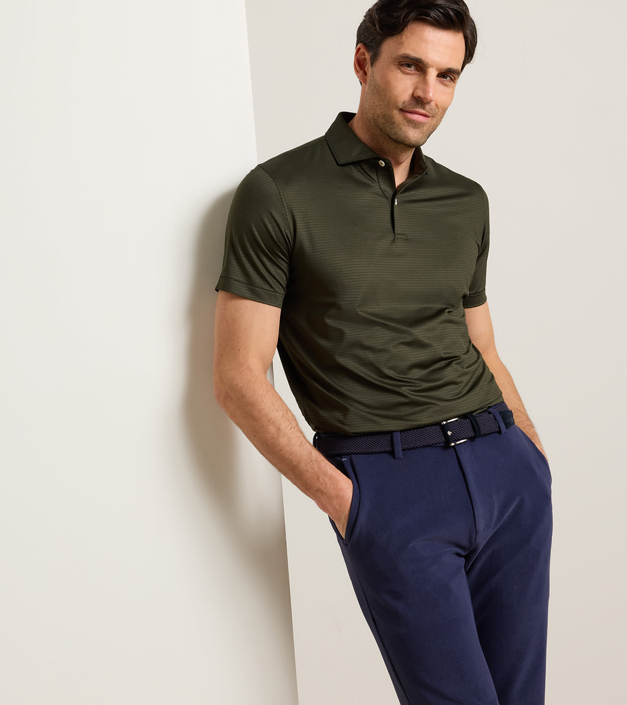 Empire Performance Jersey Polo in Dark Olive - Alternate Image 1