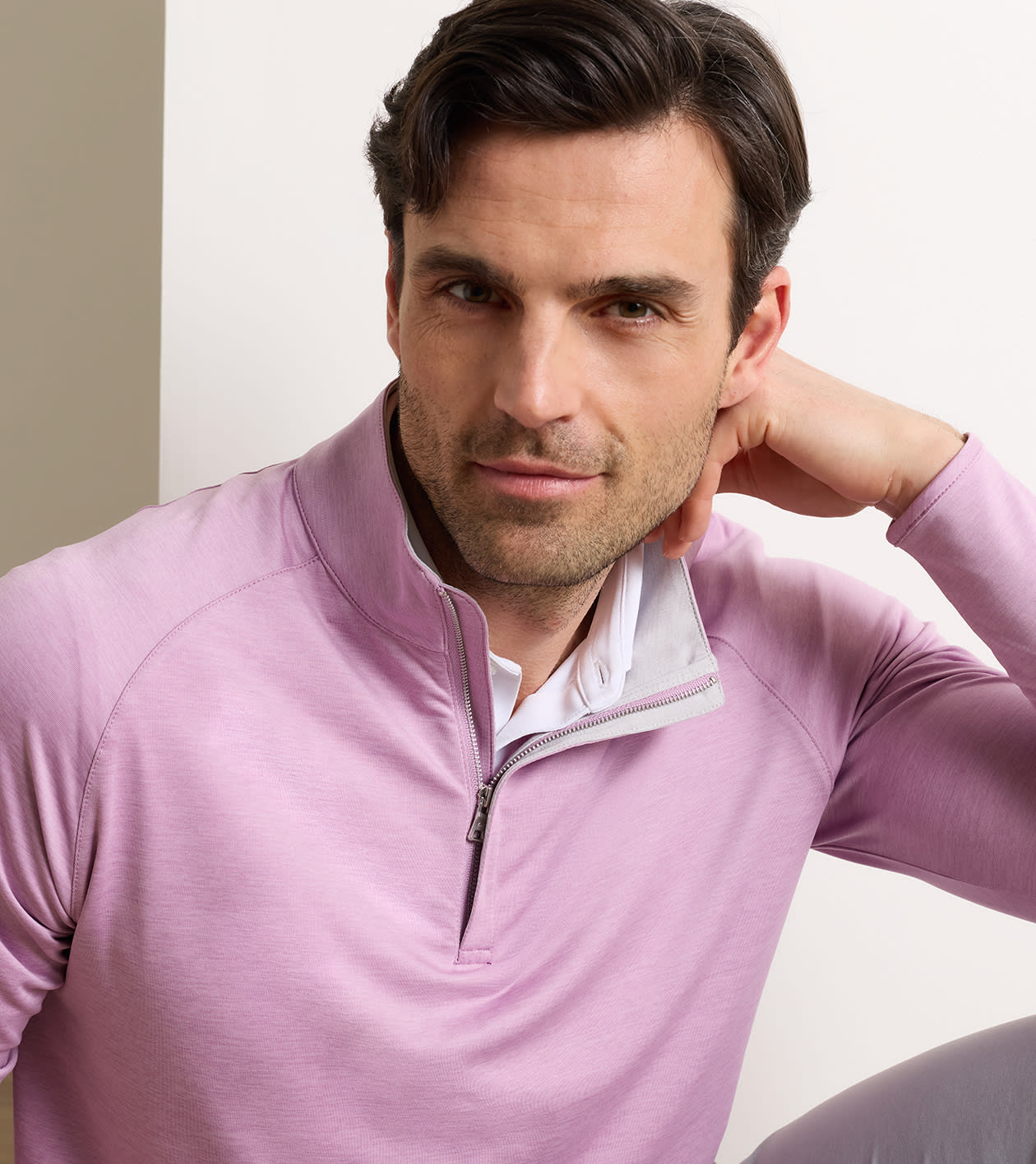 Stealth Performance Quarter-Zip in SOFT ORCHID - Alternate Image 3