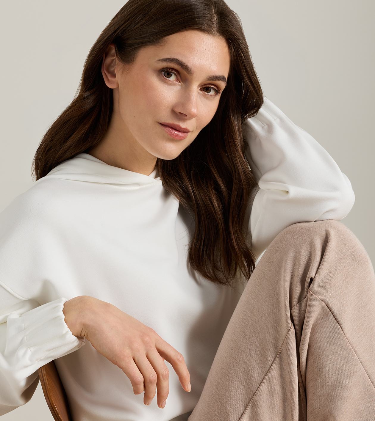 Flora Knit Hoodie in SOFT WHITE - Alternate Image 4