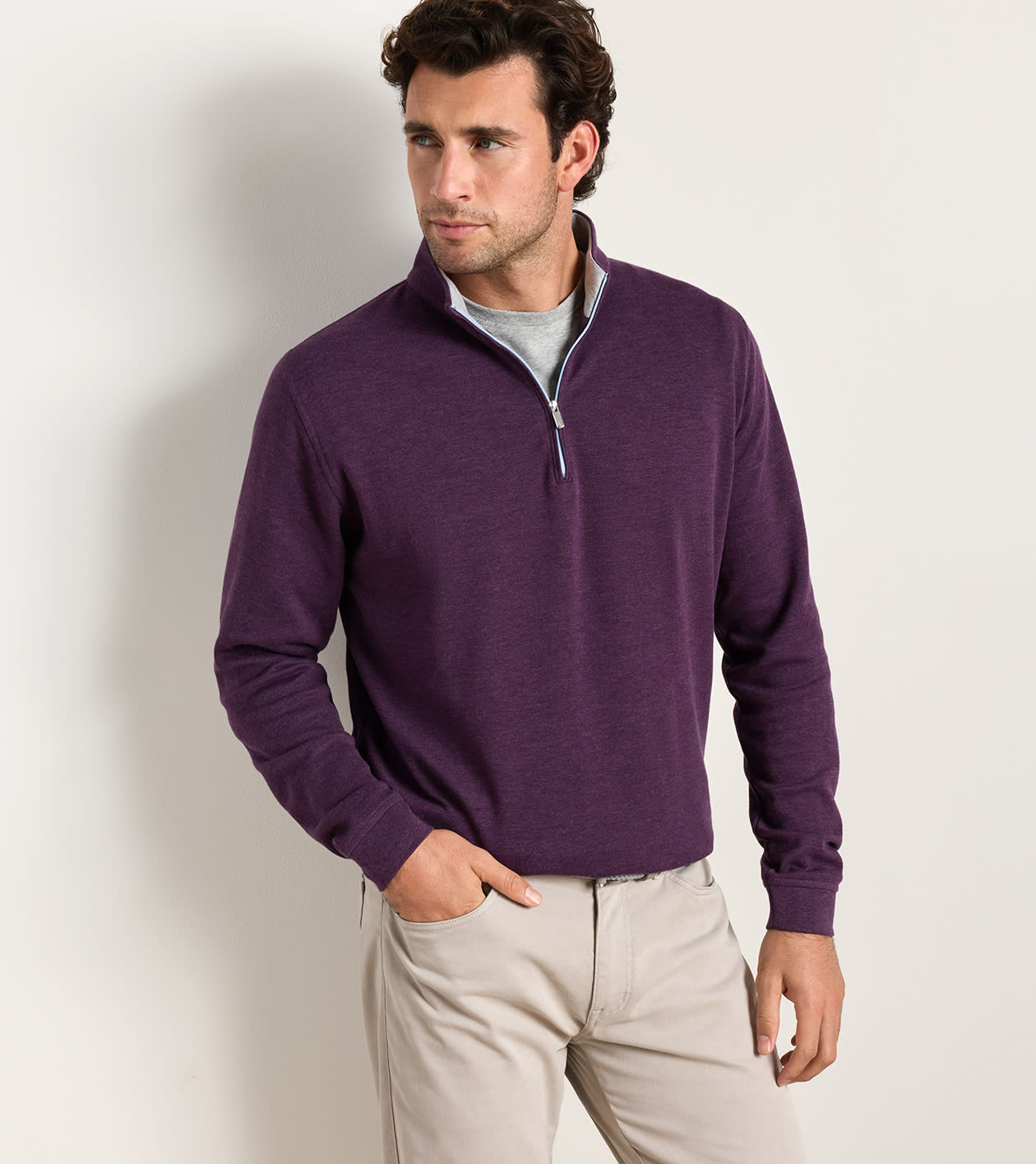 Crown Comfort Quarter-Zip Pullover in GRAPESEED - Alternate Image 1